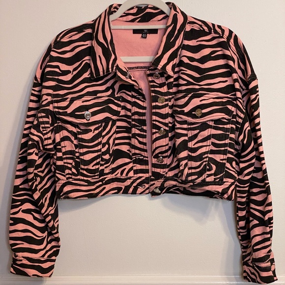 zebra print denim jacket
